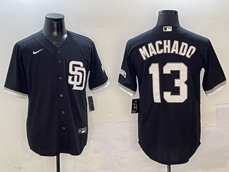 Men San Diego Padres #13 Machado Black Jointly Name Game Nike 2025 MLB Jersey style 1->san diego padres->MLB Jersey